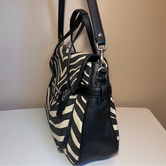 Coach Taylor Zebra Flap Satchel - Picture 5 of 14